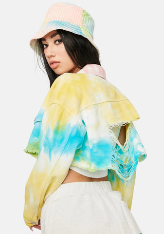 Sun Dance Tie Dye Crop Denim Jacket