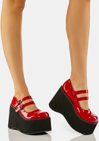 Red Patent Dollhaus Platform Mary Janes