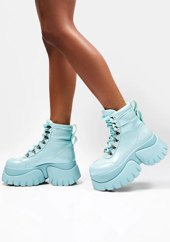 Baby Blue Gooey Platform Boots