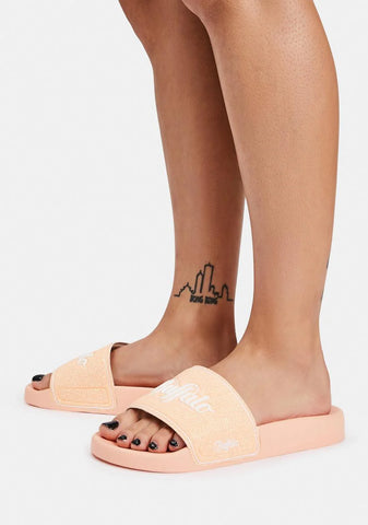 Peach Glitter Rio Slides