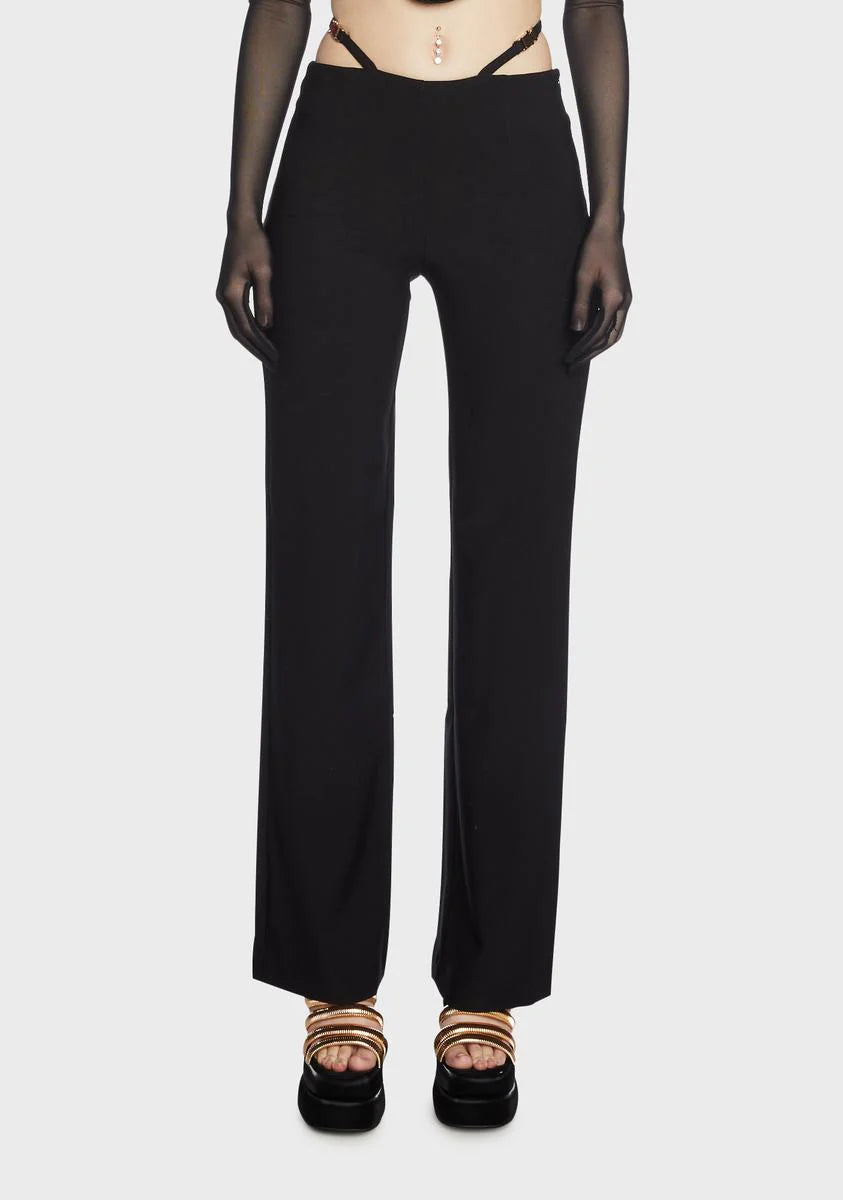 Waist Strap Detail Tailored Trousers