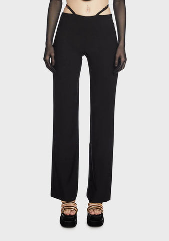 Waist Strap Detail Tailored Trousers