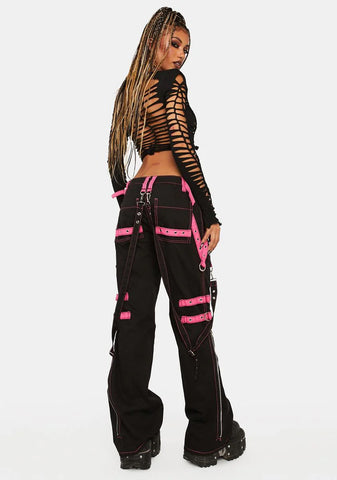 Pink Buckle Strap And Ring Pants