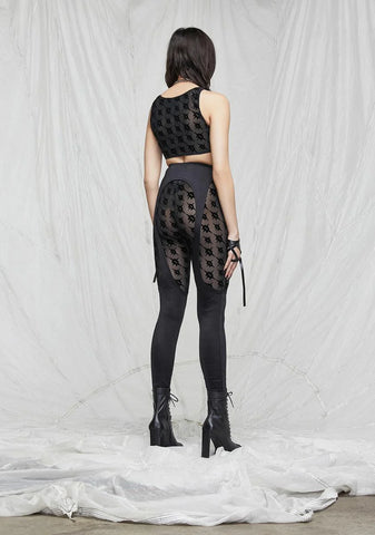 Synth Layered Logo Print Mesh Leggings