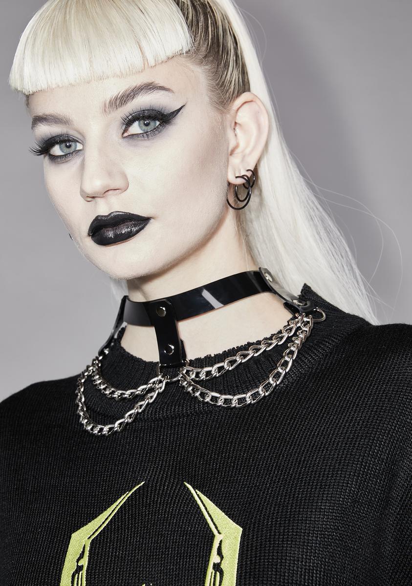 Vegan Leather Layered Chain Choker
