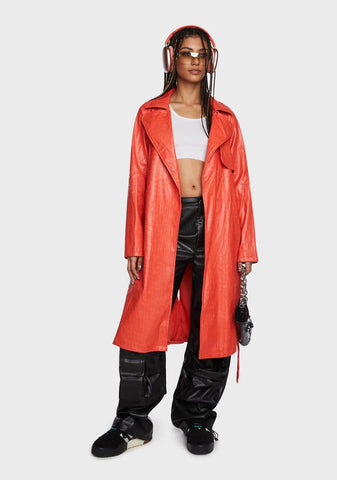 Tangerine Night On The Town Trench Coat