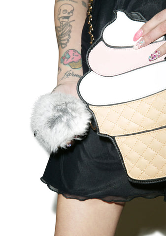 Clueless Grey Fluffy Pom Keychain