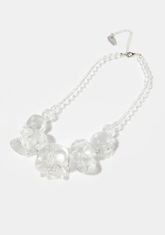 Crystal Clear Skull Necklace