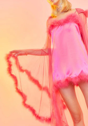 Rose Pixie Luxxx Feathered Robe
