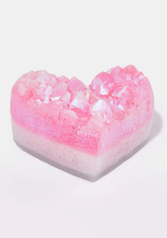 Rose Quartz Geode Heart Candle