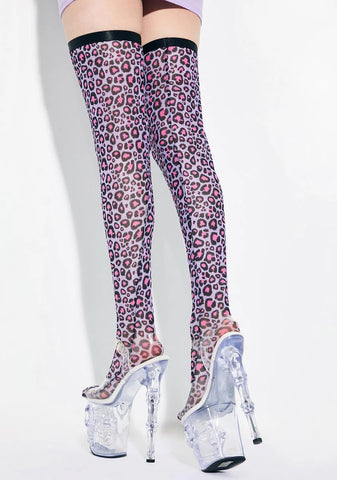 Creepin It Real Mesh Cheetah Thigh Highs
