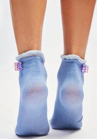Aqua Always A Treat Ruffle Crew Socks