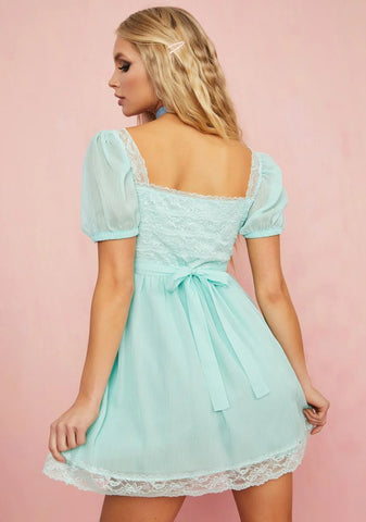 Honeydew Pucker Babydoll Dress