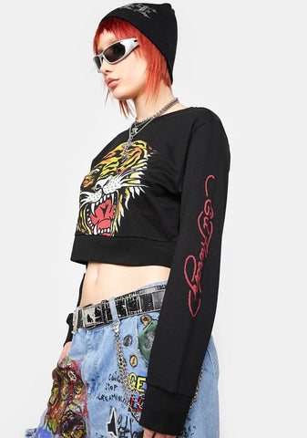 Tiger Head Cropped Sweatshirt