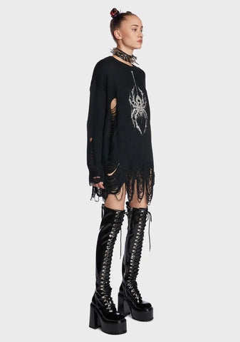 Weeping Widow Embroidered Sweater