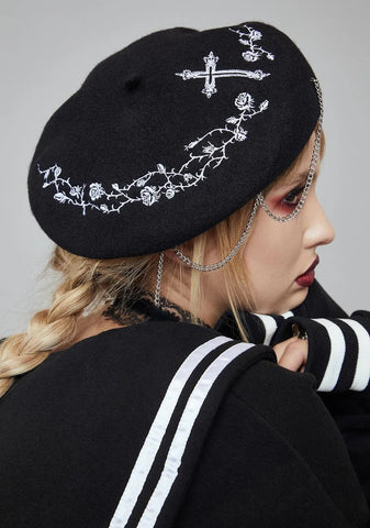 Never Gonna Fit In Embroidered Beret