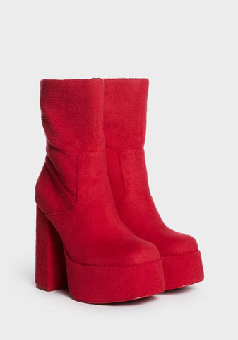 x Teletubbies Red Platform Boots