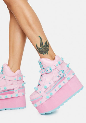 Baby Pink Qozmo Bondage Rose Platform Sneakers