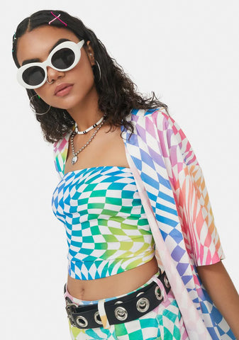Surreal Life Checkered Tube Top