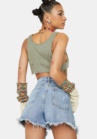 Miss Go Getter Distressed Denim Shorts