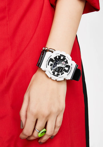 White With Black Band Watch