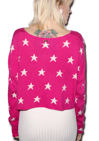 Starlight Cropped Billy Sweater - Dark Pink