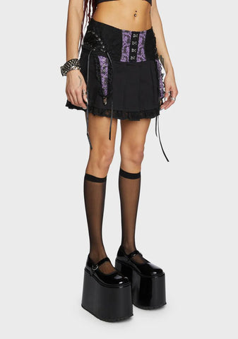 Purple Enchanted Pleated Mini Skirt