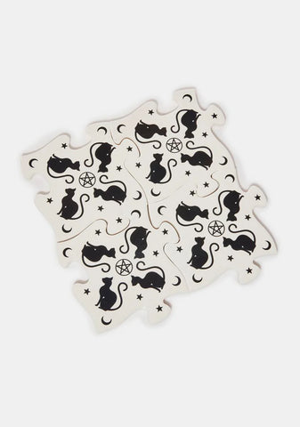 Black Cats Coaster Set