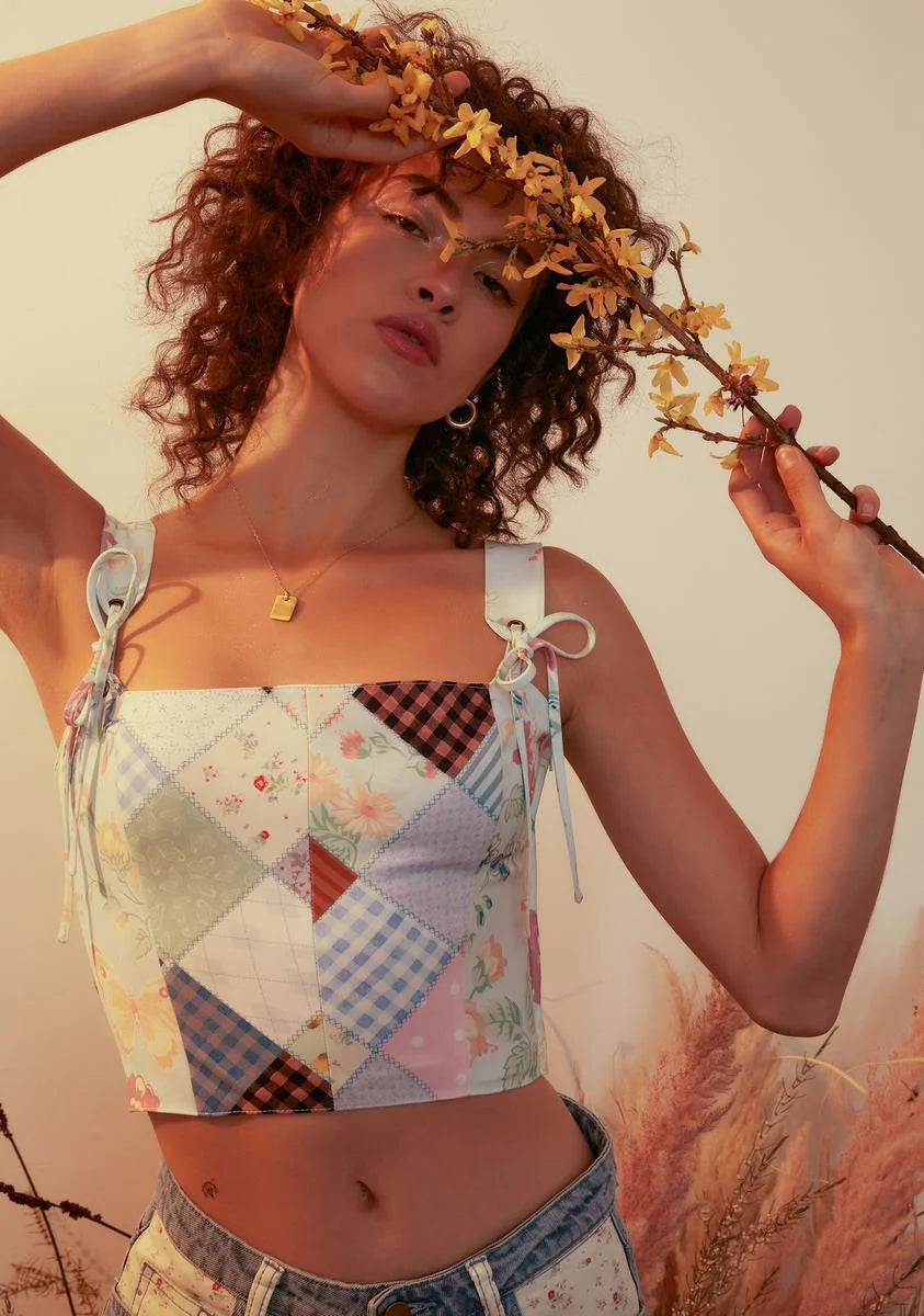 Stitched With Love Patchwork Crop Top