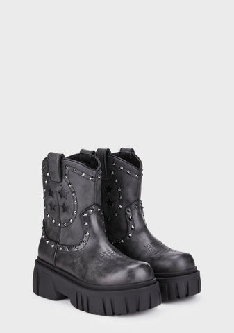 Town Ain't Big Enough Cowboy Boots - Black