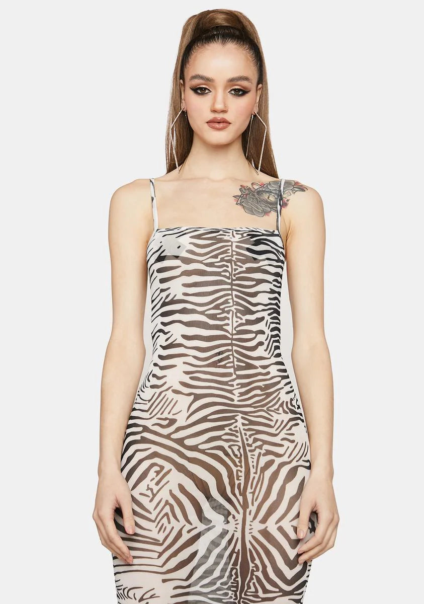 Zebra Charmed Midi Dress