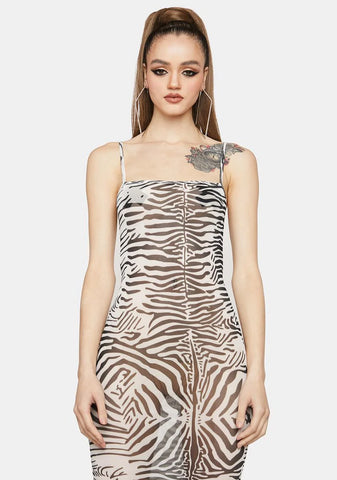 Zebra Charmed Midi Dress