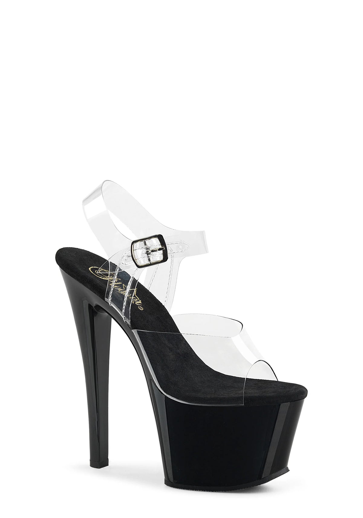 Sky-308 Platform Ankle Strap Sandals-Clear-Black