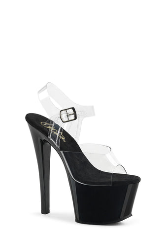 Sky-308 Platform Ankle Strap Sandals-Clear-Black