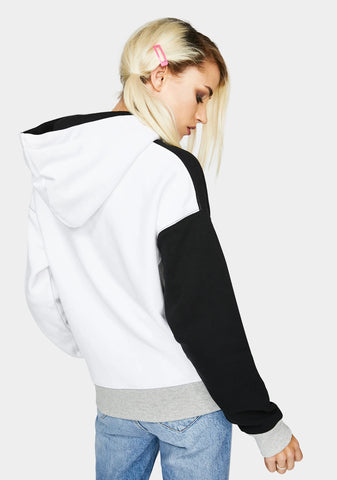 Black Reverse Weave Colorblock Hoodie