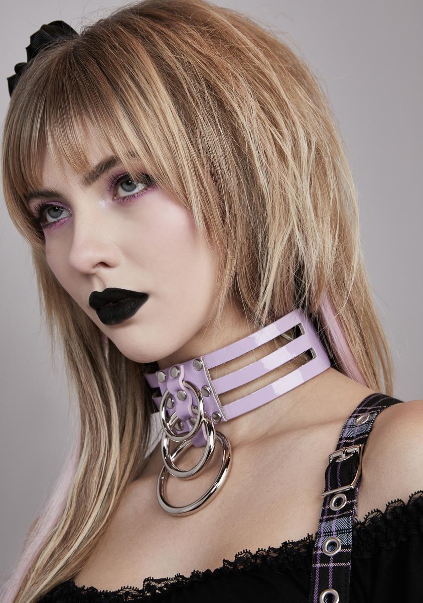 Purple Make Me Vegan Leather Choker