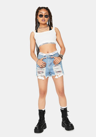 On The Fringe Denim Shorts