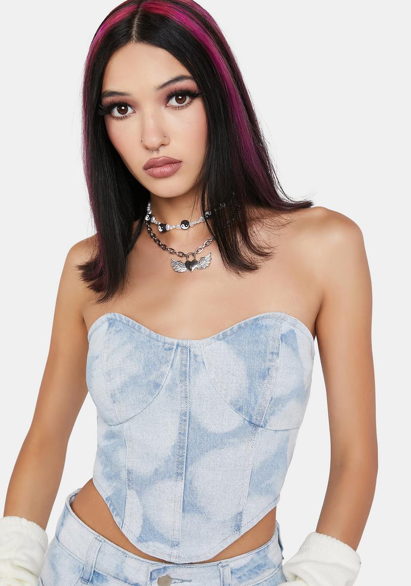 Look Ahead Denim Corset Top