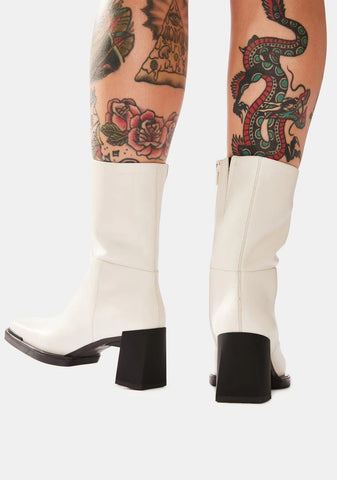 White Edwina Leather Boots