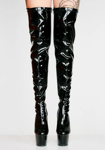 Adore-3063 Platform Thigh High Boots-Black