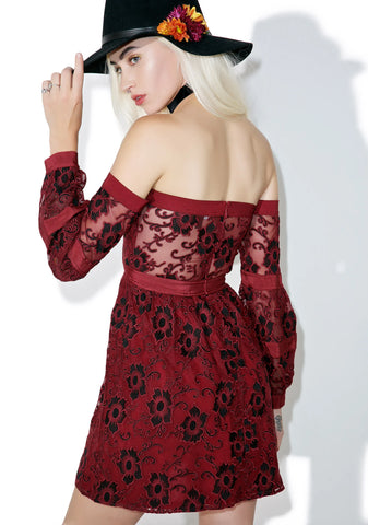 Burgundy Jolene Off-Shoulder Dress