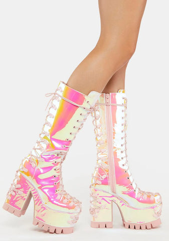Sweet Lucid Daydream Lace-Up Boots