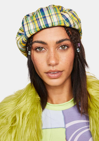 Sunny In My Head Plaid Beret