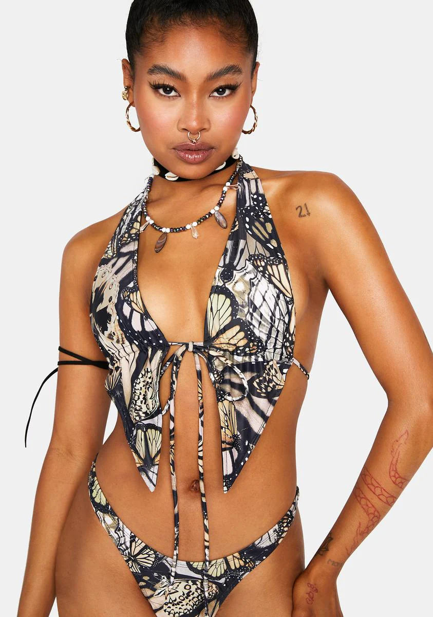 Abstract Butterfly Gata Bikini Top