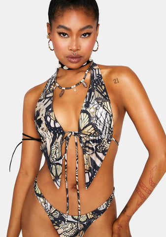 Abstract Butterfly Gata Bikini Top