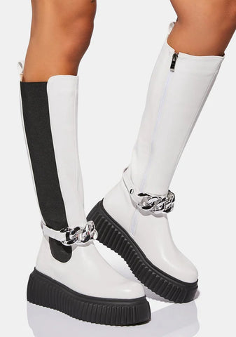 White I Don't Wanna Be Like You Platform Boots