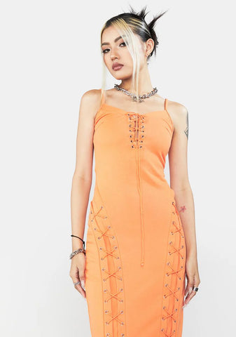 Keep It Juicy Lace-Up Midi Dress