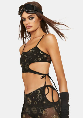 Cosmic Alchemist Mesh Crop Top
