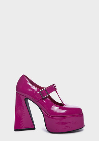Raspberry Ripple Heeled Mary Janes