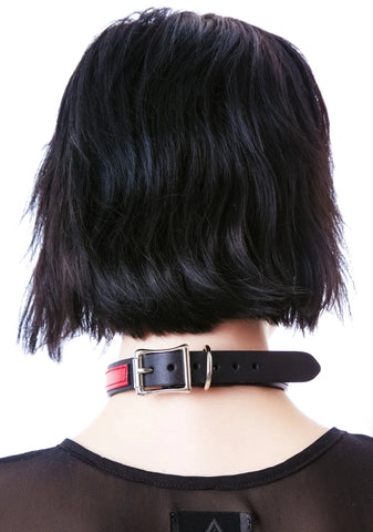Strap Tease Leather Choker - Red